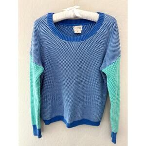 URBAN OUTFITTERS | Blue Green Colorblock Oversized Crewneck Sweater | Small